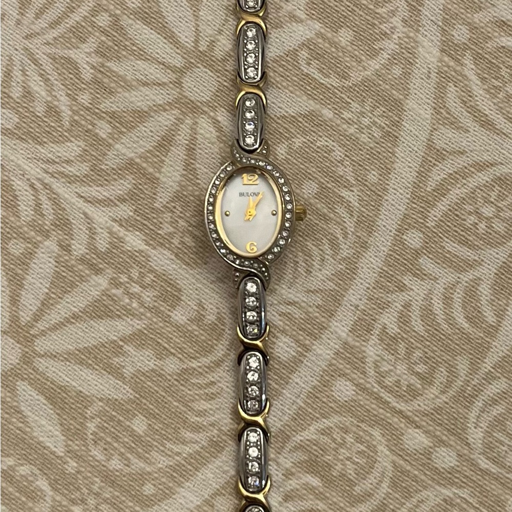 Bulova 98L005 Women's Silver and Gold-Tone Stainless Diamonds Accents Watch